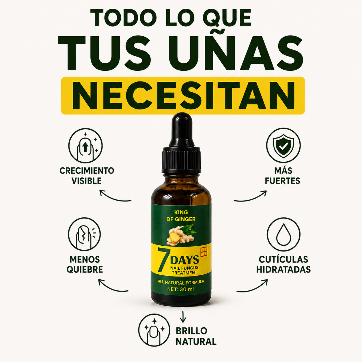 Suero de Jengibre King of Ginger - Uñas sanas y fuertes en 7 días
